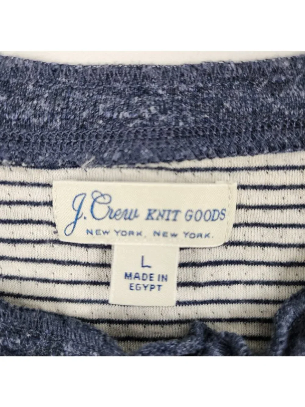 J Crew Shirt Mens Large Blue Knit Goods L/S Henley
